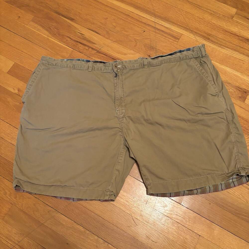 POLO Men’s Khaki Carpenter Shorts 58B Husky Plus Pockets Plaid Summer